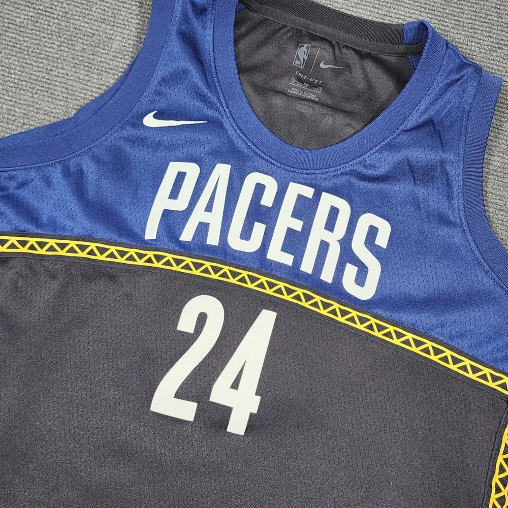 Nike Indiana Pacers Buddy Hield #24 Men XL Blue Black City Edition Swingman